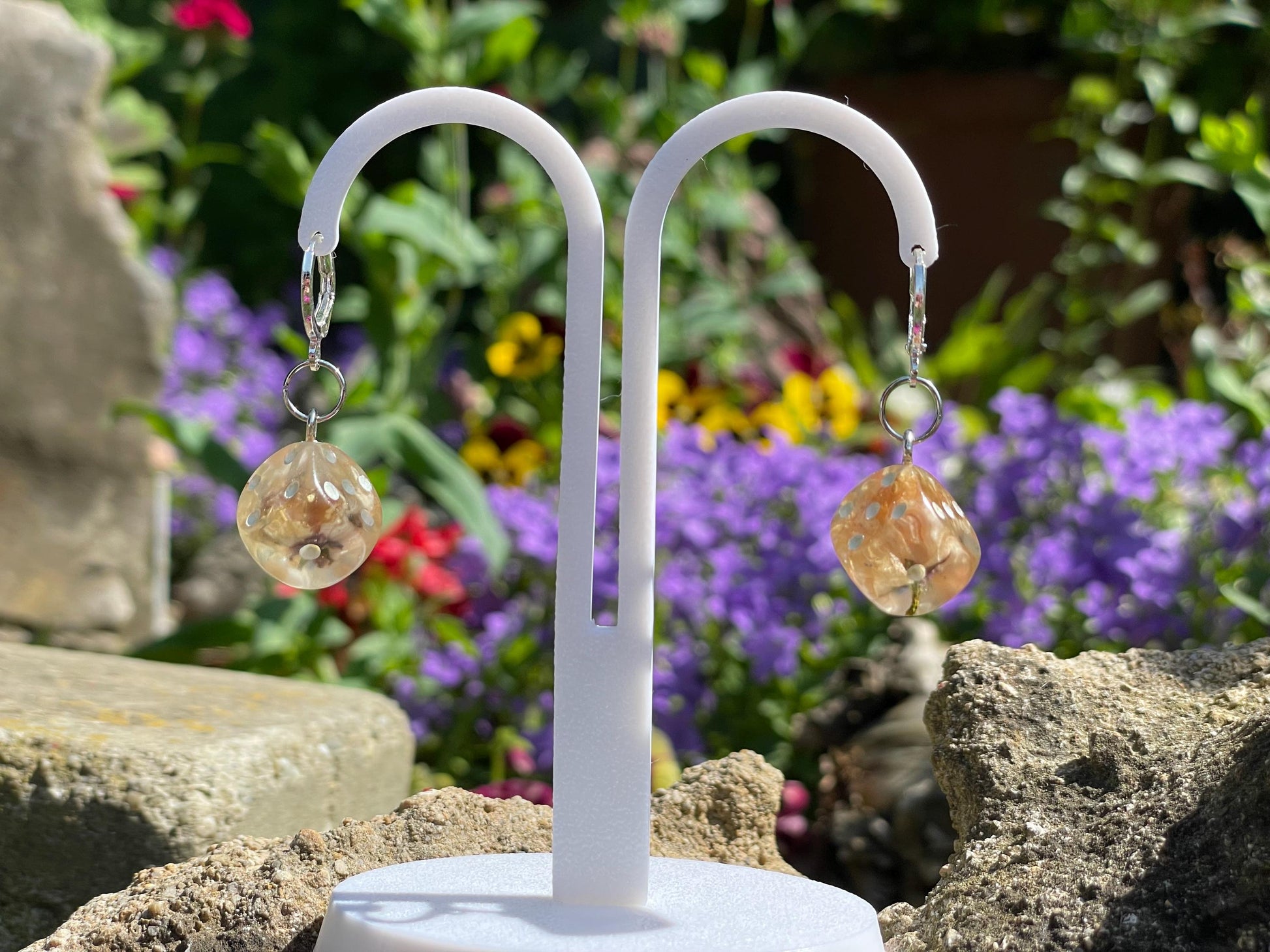 Clear D6 Dice Earrings - Alternate view 2