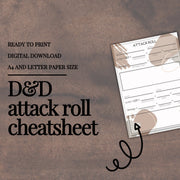 Attack Roll Sheet - digital download preview