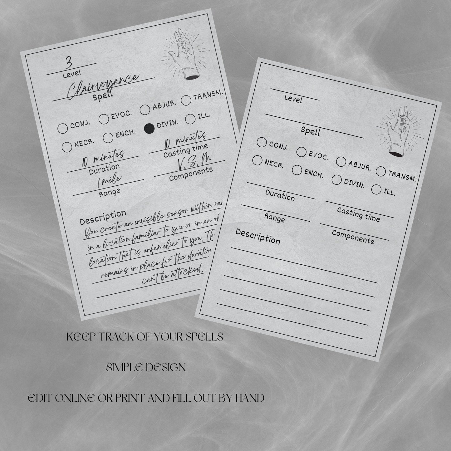 Fillable Spell Cards - Alternate view 2