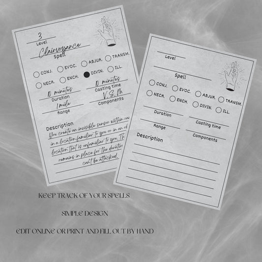 Fillable Spell Cards - Alternate view 2