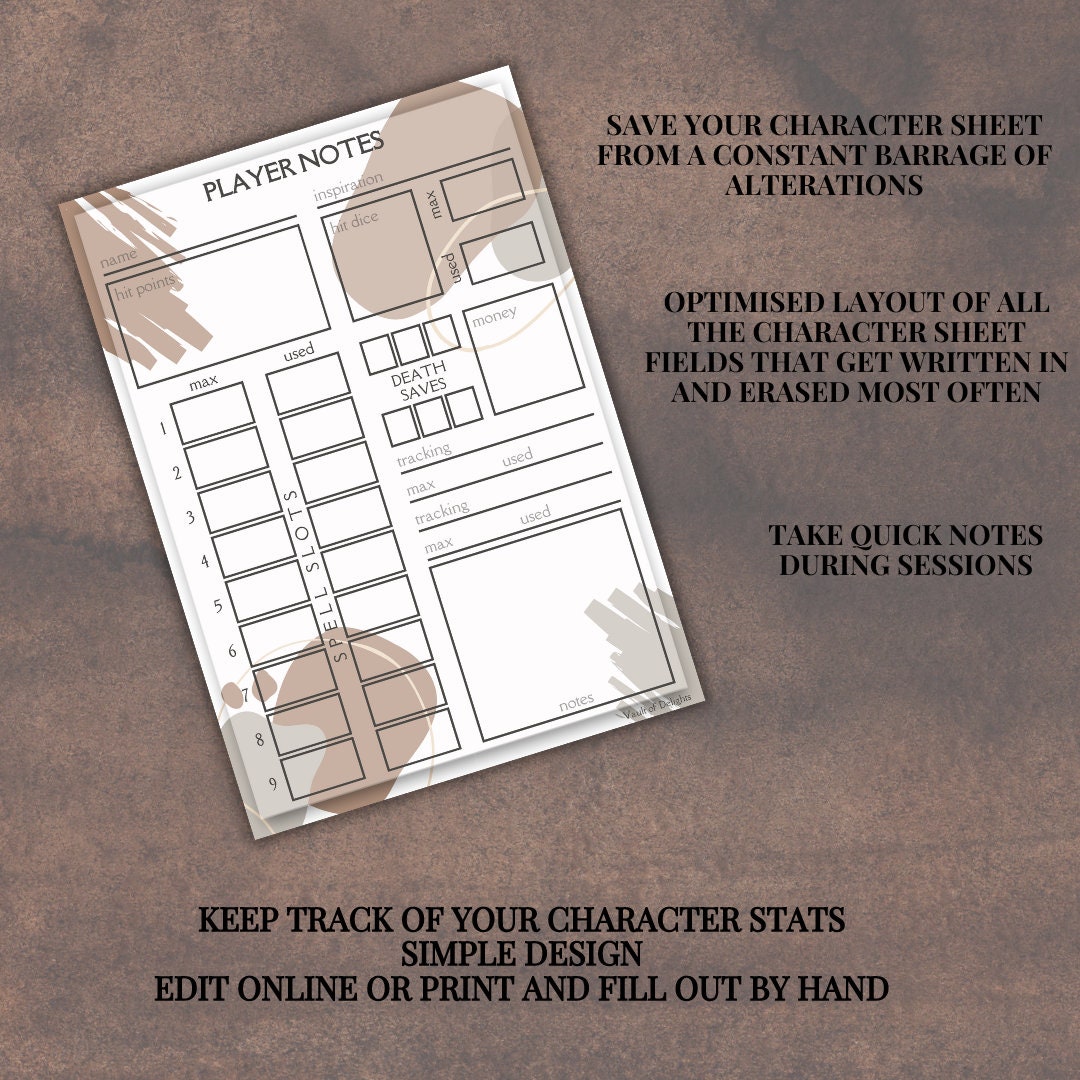Player Notes Card - Alternate view 2
