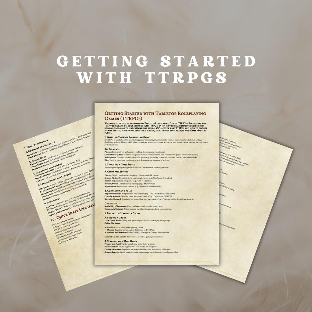 Getting Started With TTRPGs Guide