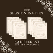 Fantasy-Themed Session Invites for Dungeon Masters - digital download preview
