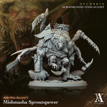 Mishmasha Sproutspewer Orc Miniatures - resin tabletop miniature front view