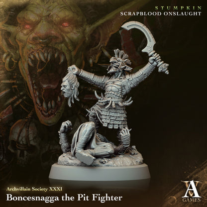 Boncesnagga The Pit Fighter Orc Miniatures - resin tabletop miniature front view