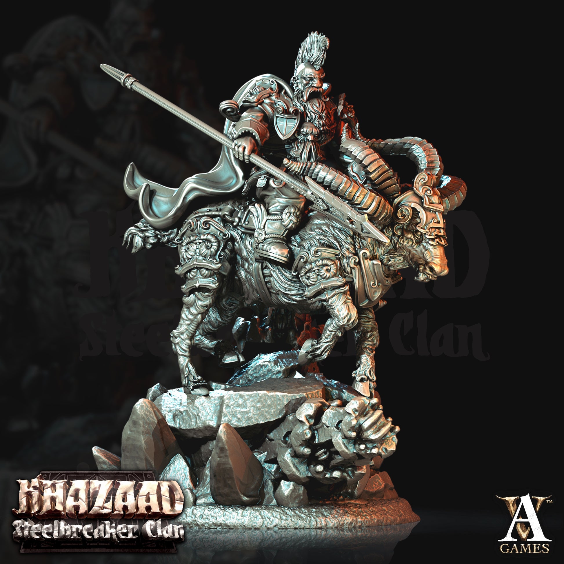 Steelbreaker Warriors Ram Riders Dwarf Miniatures alternate view 3