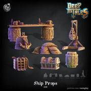 Deep Sea Tales Collection Ship Props Terrain Set - resin tabletop miniature front view