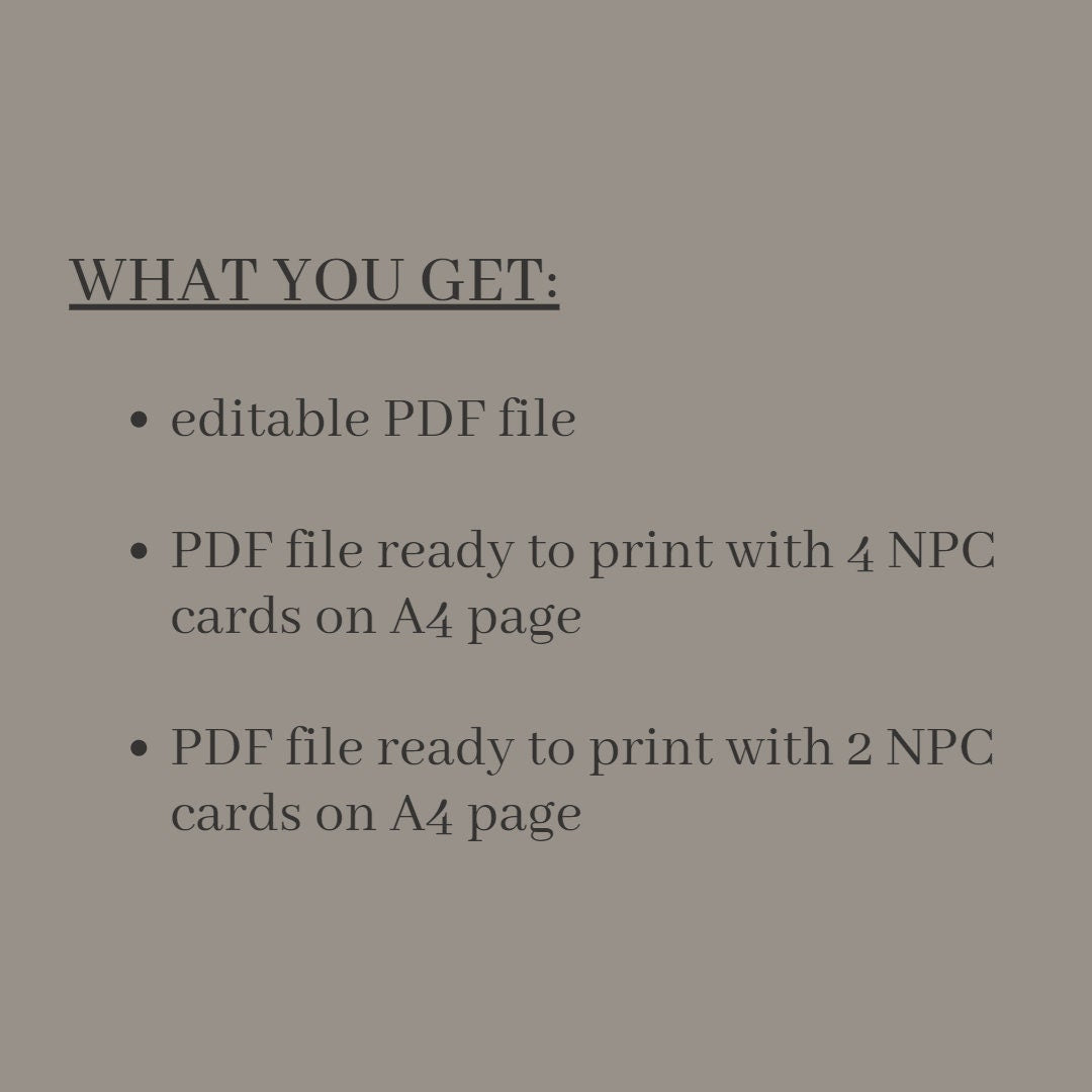 Fillable NPC Cards - Alternate view 2