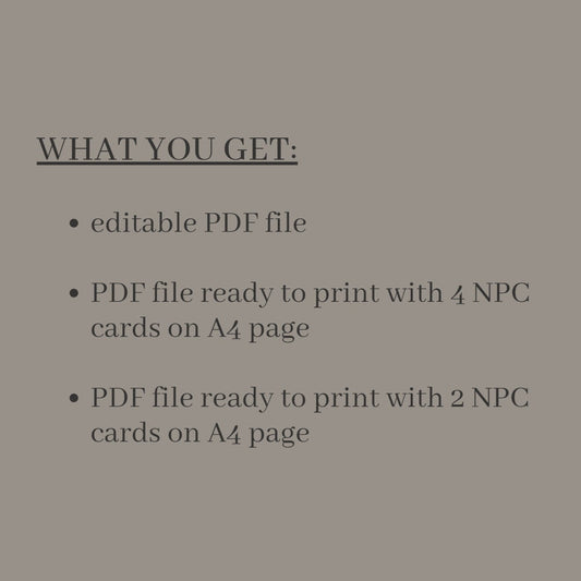 Fillable NPC Cards - Alternate view 2