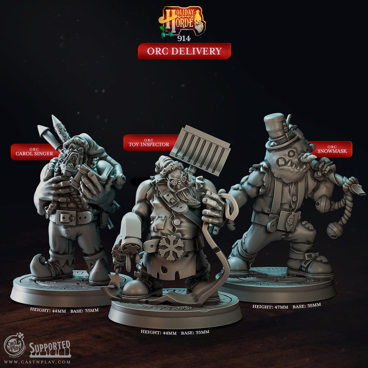 Orc Bard Miniature - resin tabletop miniature front view