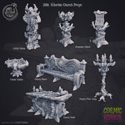 Cosmic Horror Victorian Church Terrain Set - resin tabletop miniature front view