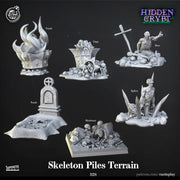 Hidden Crypt Skeleton Piles Terrain Set - resin tabletop miniature front view