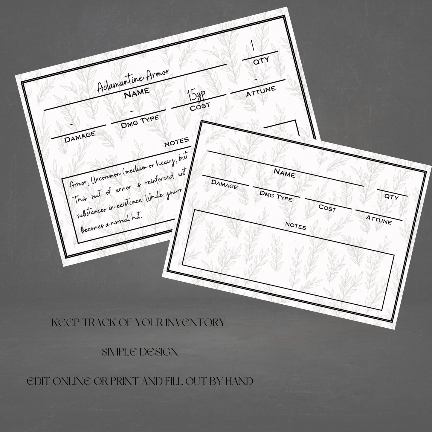 Fillable Item Cards - Alternate view 2
