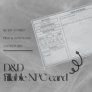 Fillable NPC Cards - digital download preview