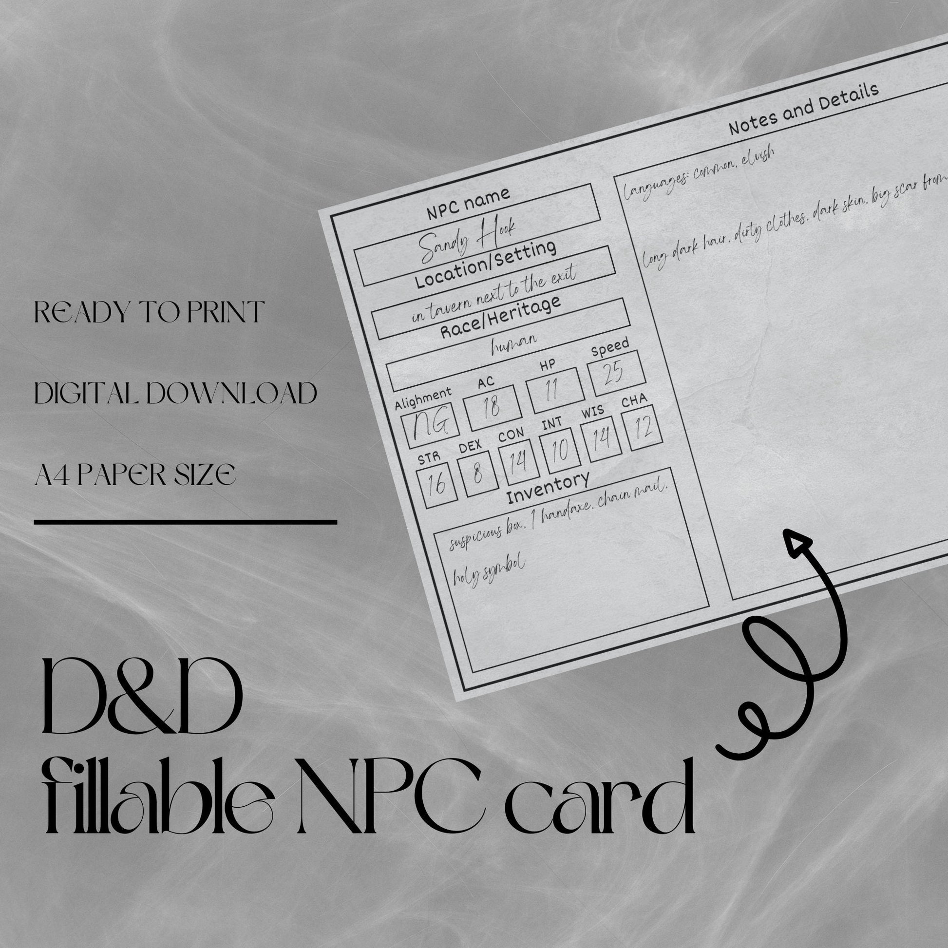 Fillable NPC Cards
