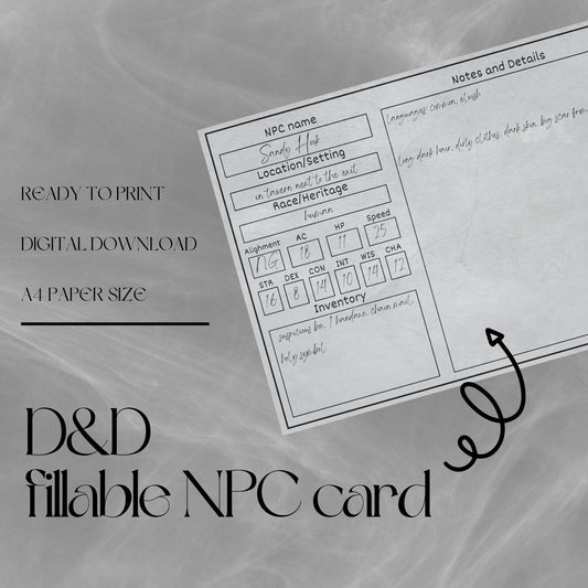 Fillable NPC Cards