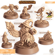 Owl Bird Animal Companion Miniature - resin tabletop miniature front view