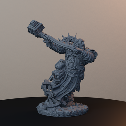 Steelbreaker Engineers Dwarf Miniatures - Steelbreaker Engineer Pose 02 - front right three-quarter view