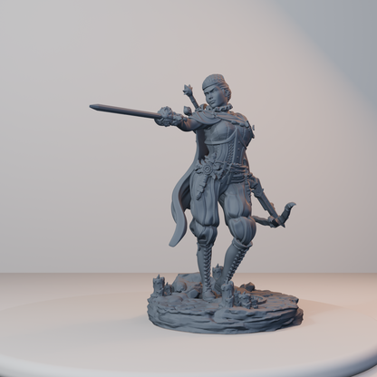 Archvillain Heroes Fantasy Miniatures - Isabetta of the Dawn (rapier,crossbow,) - front right three-quarter view