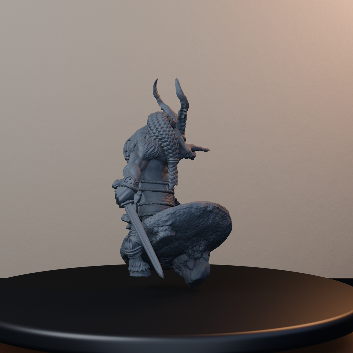 Goatmen Fantasy Miniatures - Goatman Pose 02 - front right three-quarter view