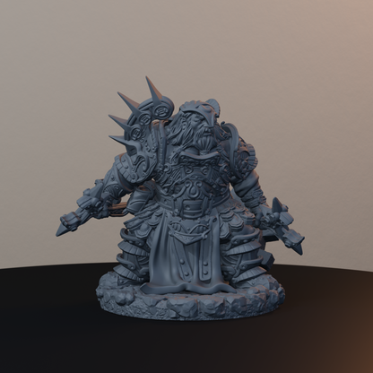 Steelbreaker Engineers Dwarf Miniatures - Steelbreaker Engineer Pose 01 - front right three-quarter view