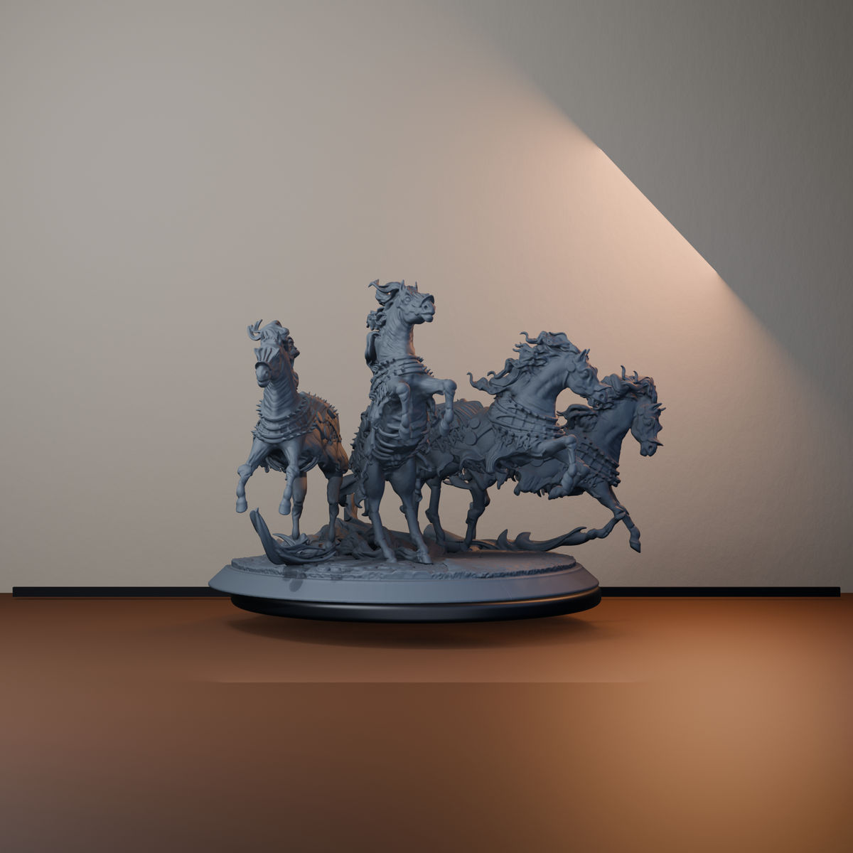 Baron's Horses Fantasy Miniatures - Baron's Horses 01-04 - front right three-quarter view