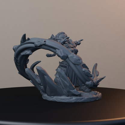 Geomancers Dwarf Miniatures - Geomancer Female Pose 01 - front right three-quarter view