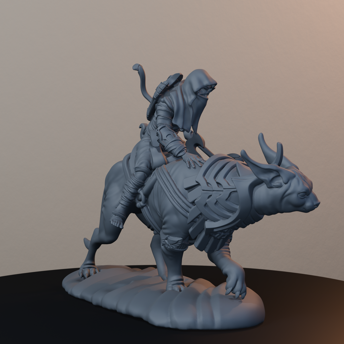 Salahari Riders Egyptian Fantasy Miniatures - Salahari Rider Pose 04 - front right three-quarter view