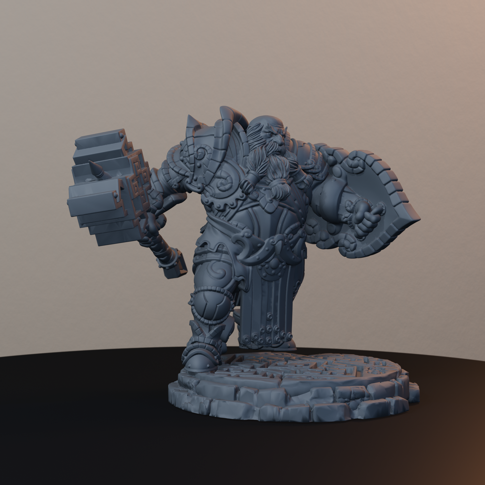 Steelbreaker Warriors Dwarf Miniatures - Steelbreaker Warrior Pose 02 - front right three-quarter view