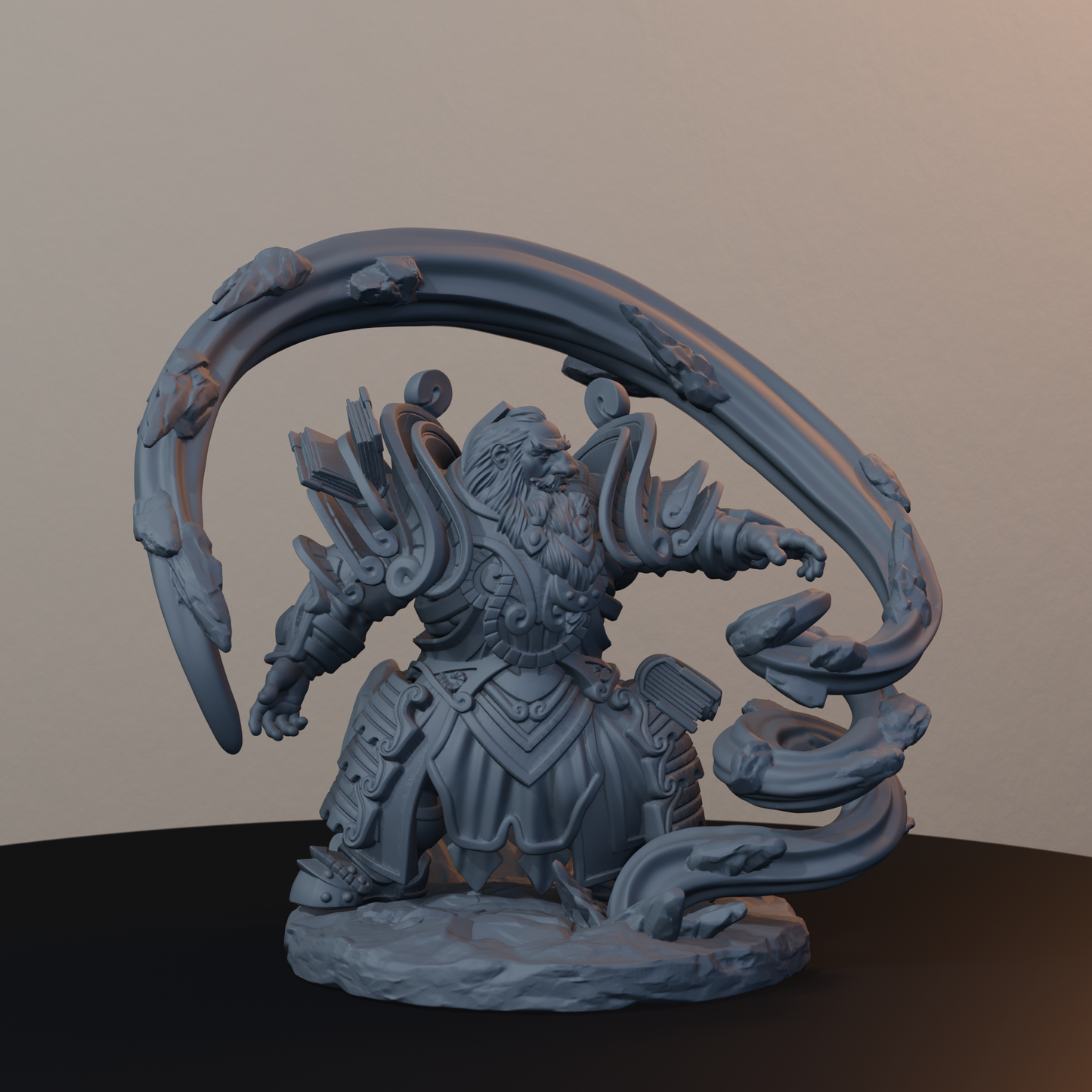 Geomancers Dwarf Miniatures - Geomancer Male Pose 01 - front right three-quarter view