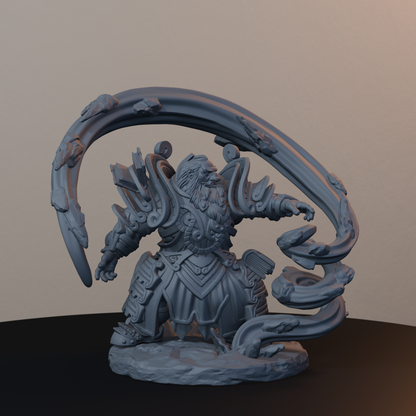 Geomancers Dwarf Miniatures - Geomancer Male Pose 01 - front right three-quarter view