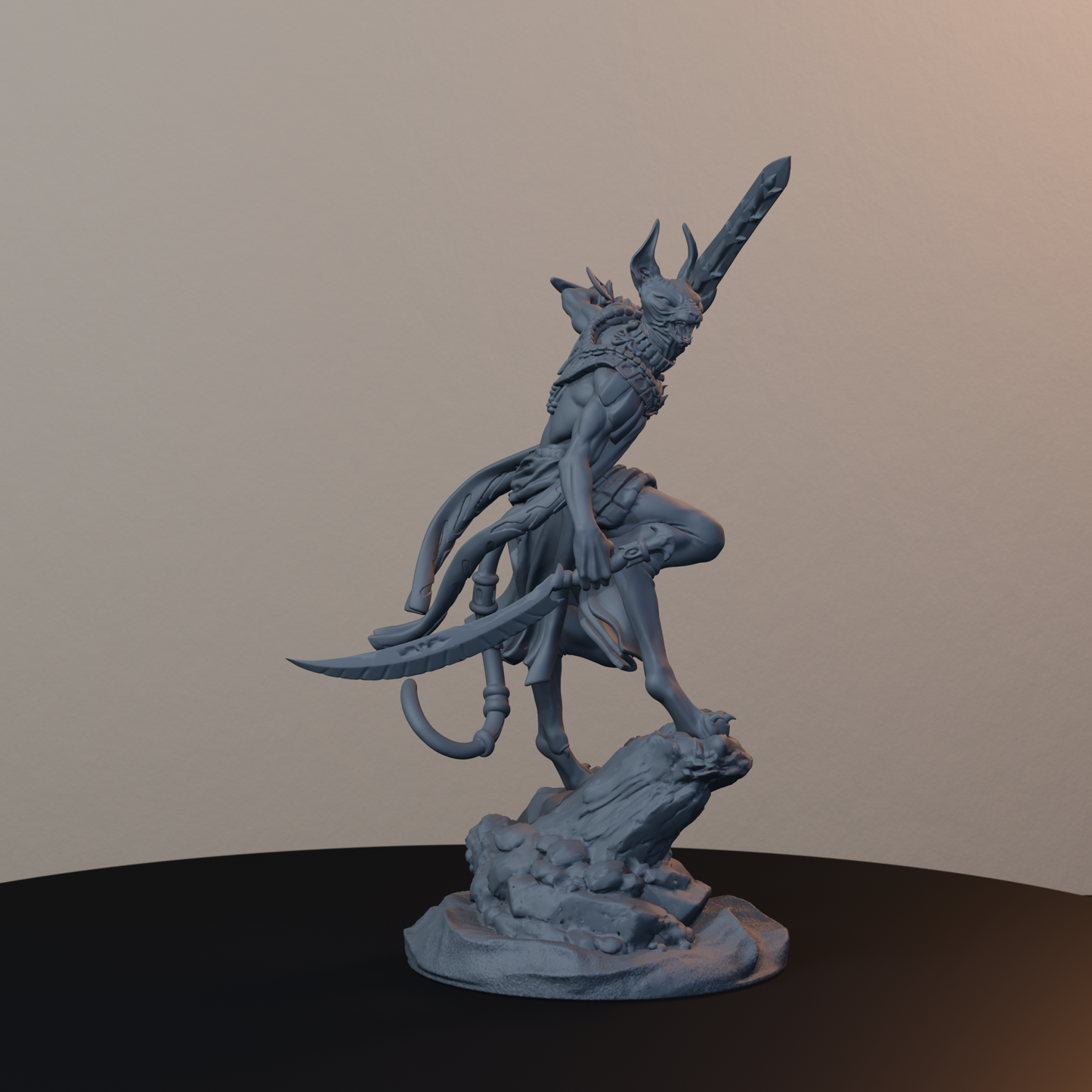 Mau Egyptian Fantasy Miniatures - Mau Pose 02 - front right three-quarter view
