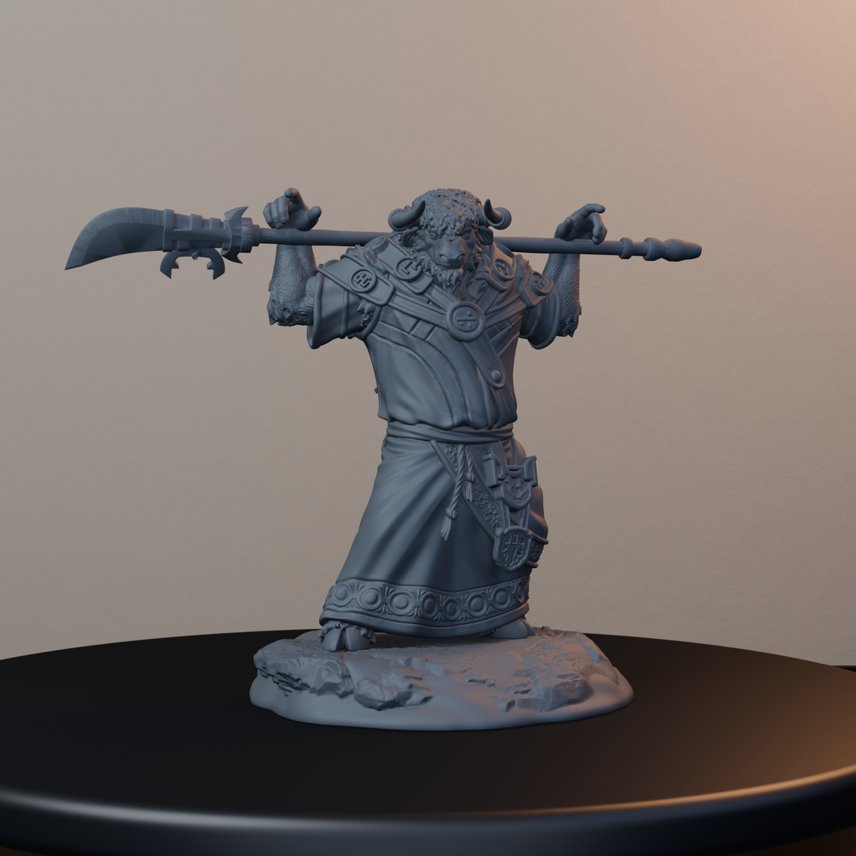 Yak Folk Fantasy Miniatures - Yak Folk Pose 04 - front right three-quarter view