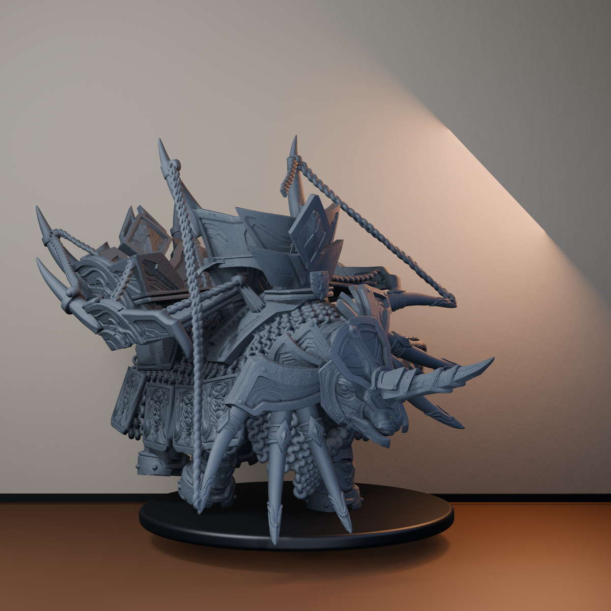 War Bjargan Dwarf Miniatures - War Bjargan - King Thrag Rider - front right three-quarter view