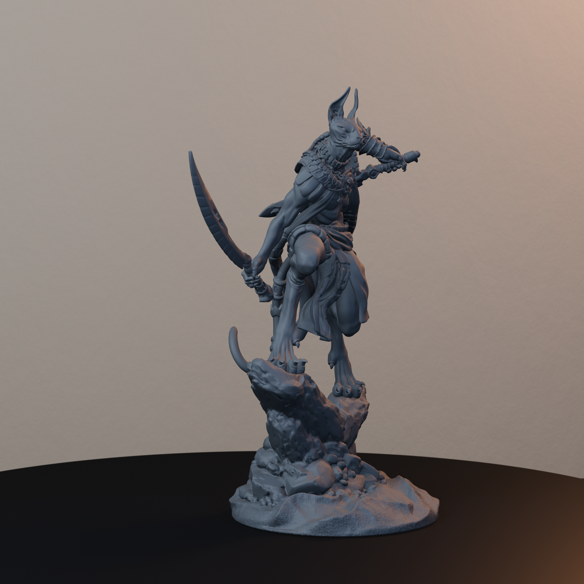 Mau Egyptian Fantasy Miniatures - Mau Pose 04 - front right three-quarter view