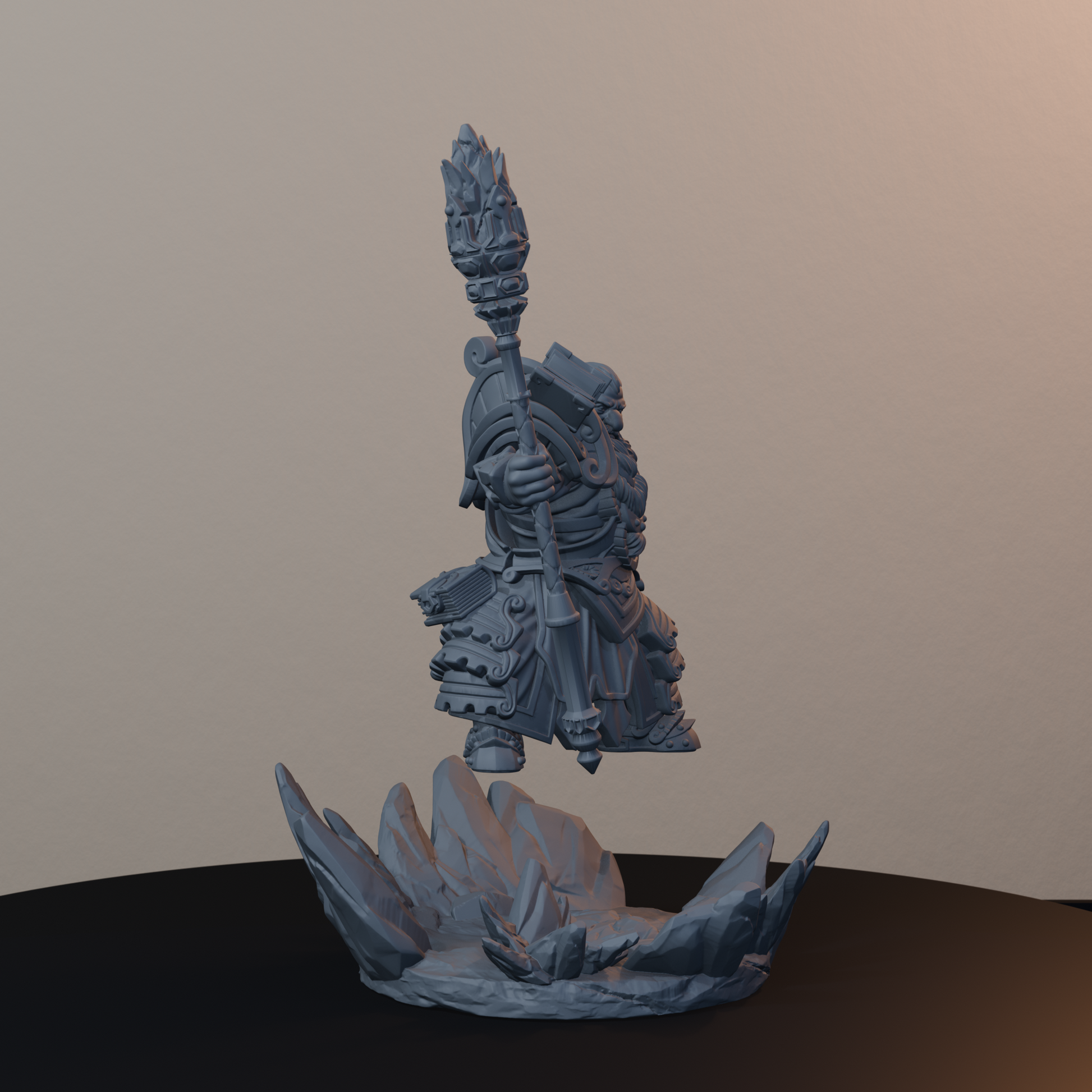 Geomancers Dwarf Miniatures - Geomancer Male Pose 02 - front right three-quarter view