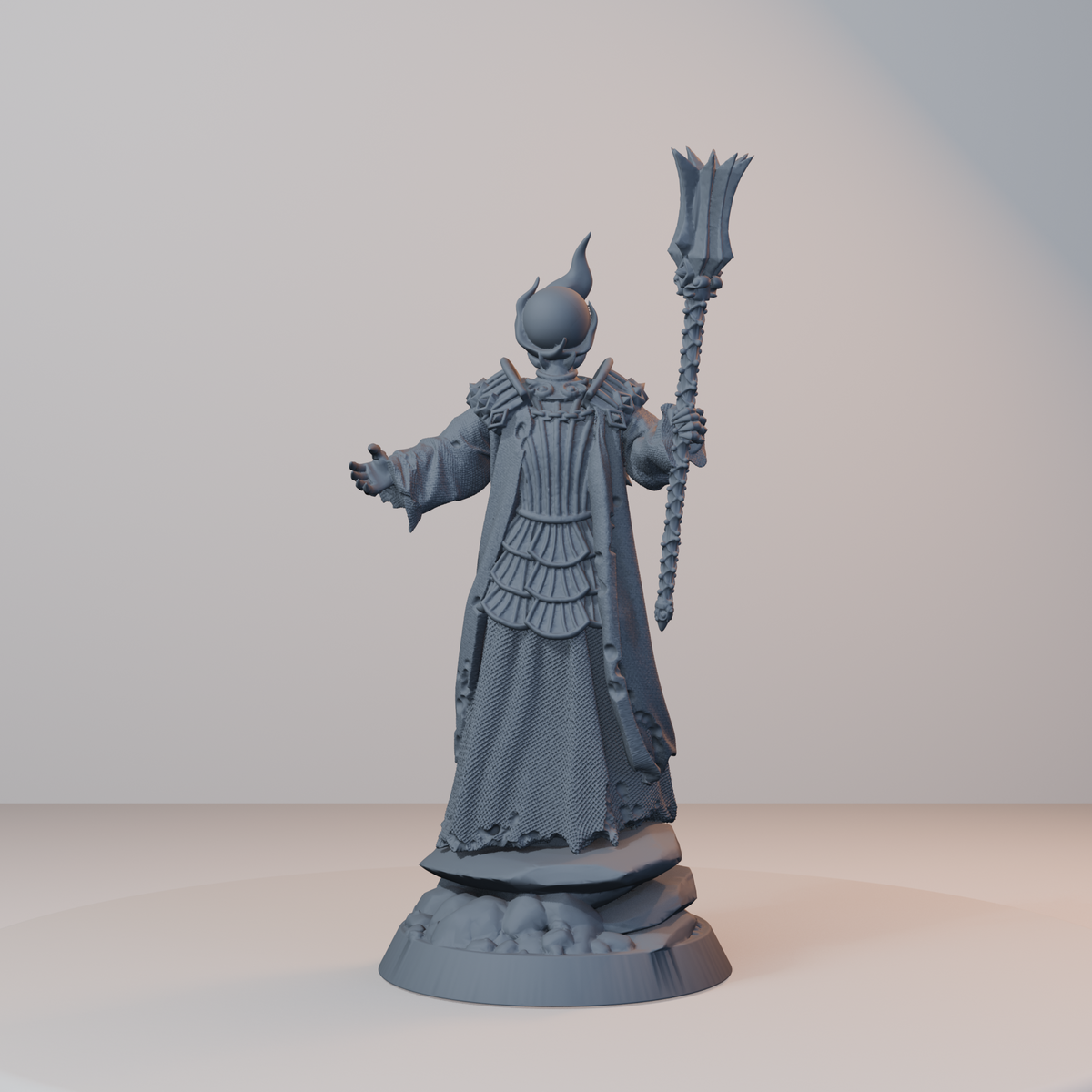 Baron's Soldiers Fantasy Miniatures - Wraith_Wizard_Posed_v3 (repaired) - hero view