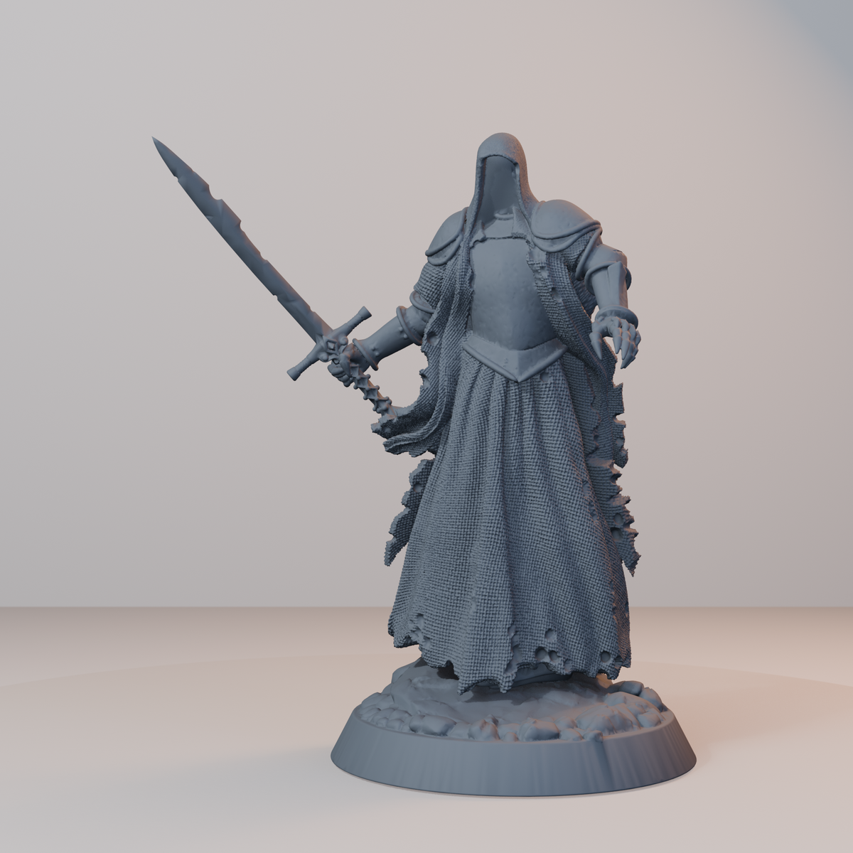 Baron's Soldiers Fantasy Miniatures - Wraith_Swordsman_Pose_1_v2 (repaired) - hero view