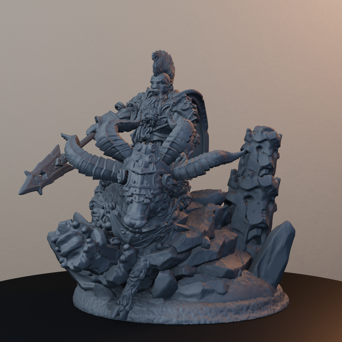 Steelbreaker Warriors Ram Riders Dwarf Miniatures - Steelbreaker Ram Rider Pose 03 - hero view