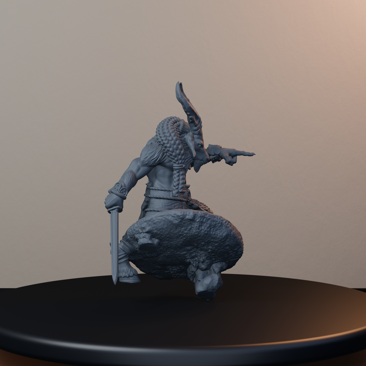 Goatmen Fantasy Miniatures - Goatman Pose 02 - hero view