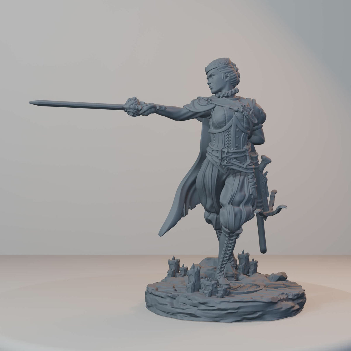 Archvillain Heroes Fantasy Miniatures - Isabetta of the Dawn (rapier,cross) - turntable view