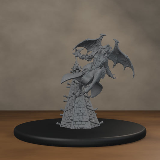 lady letha devilette fantasy miniatures - digital render of unpainted resin miniature - 720-degree turntable, 30 seconds