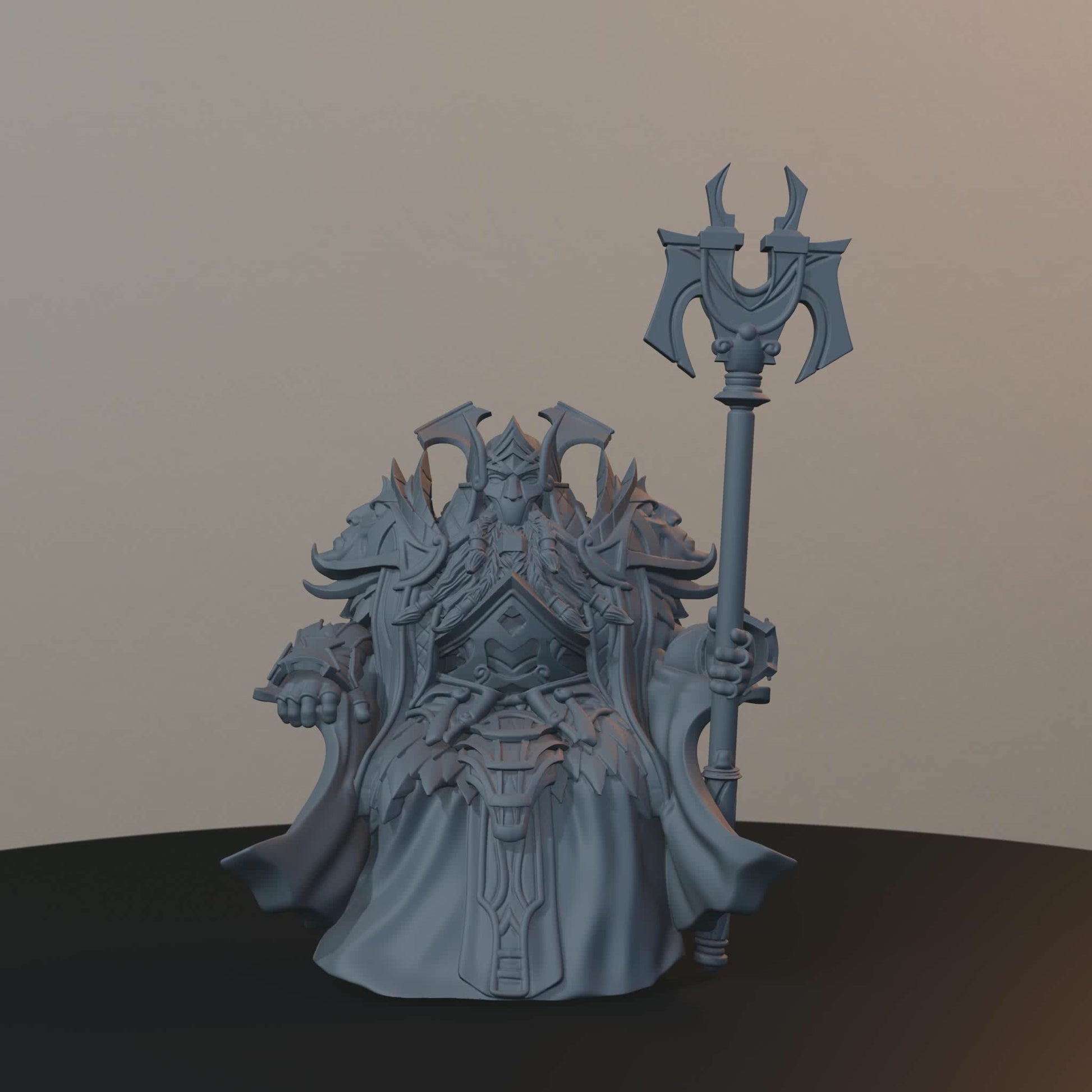 King Thrag Steelhammer Dwarf Miniatures - King Thrag Steelhammer Pose 01 - turntable view