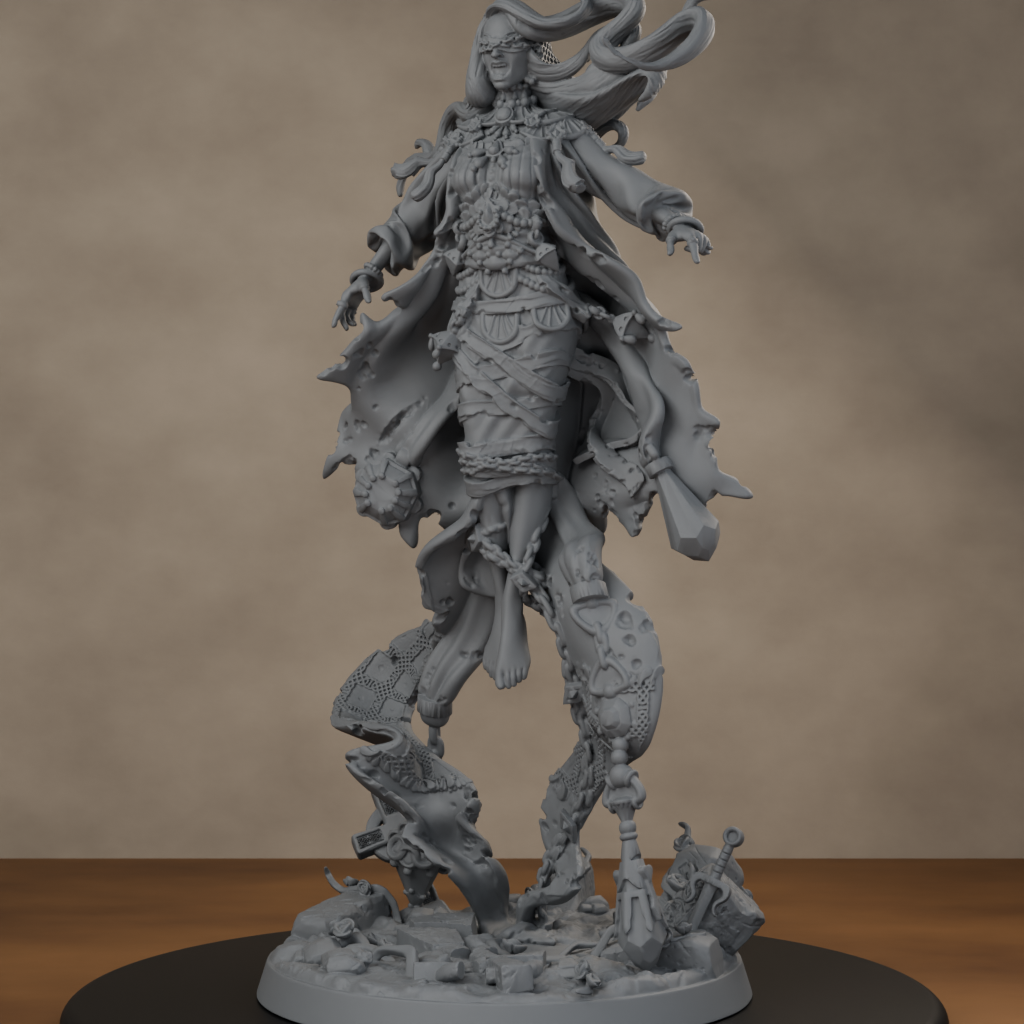 Baron's Mistress Pose 01 - unpainted resin miniature digital render - detail base