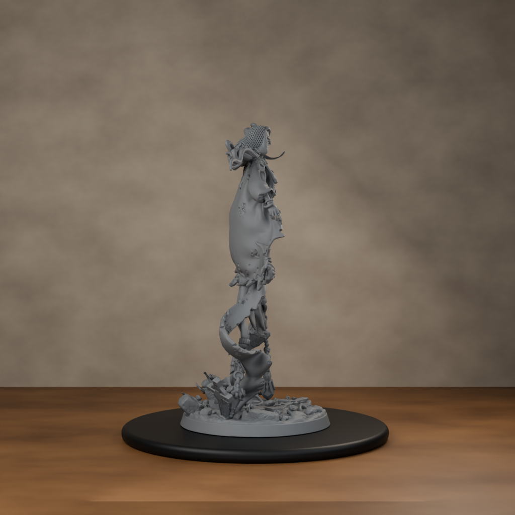 Baron's Mistress Pose 01 - unpainted resin miniature digital render - side right
