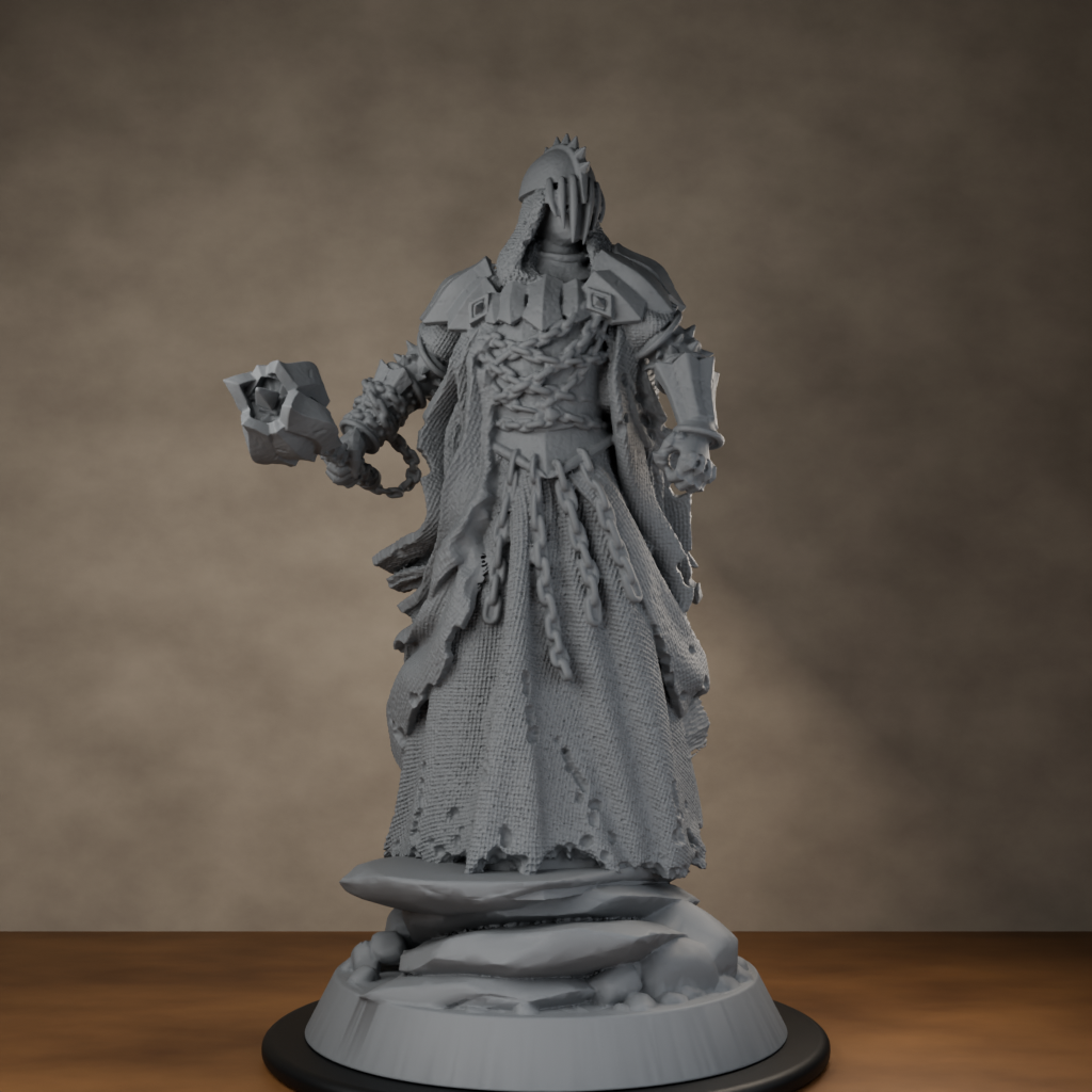 Giant Mace Wraith - unpainted resin miniature digital render - low angle