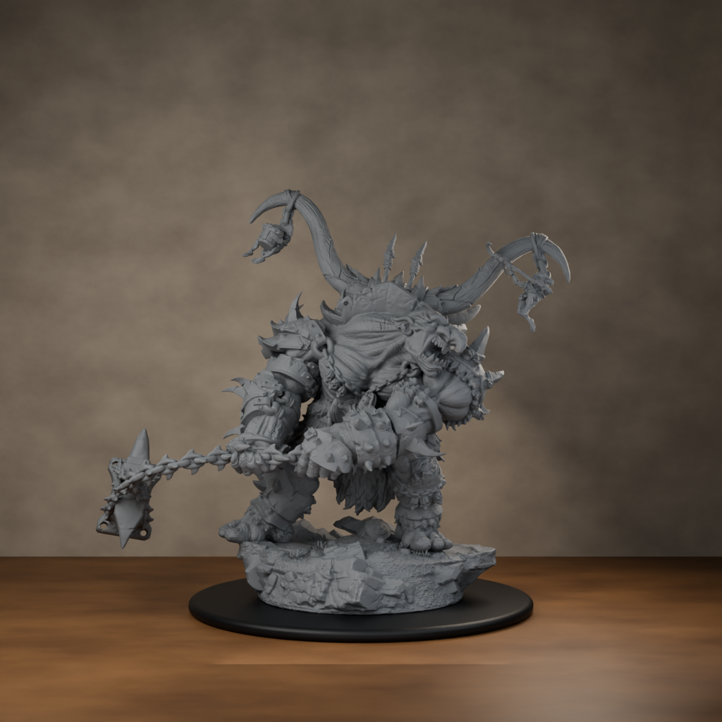 Ard One Stompa Pose 01 Gore - unpainted resin miniature digital render - front right 3q