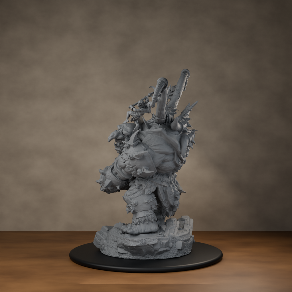 Ard One Stompa Pose 01 Gore - unpainted resin miniature digital render - side