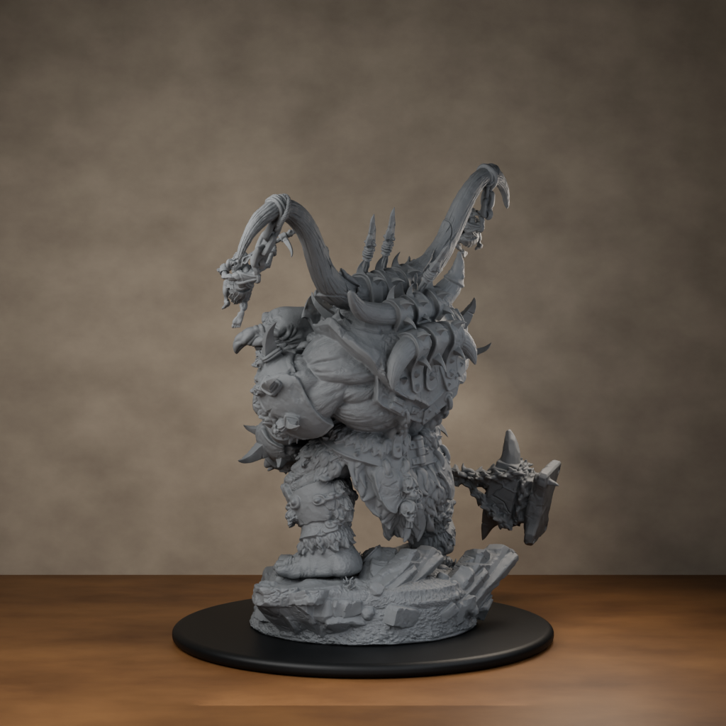 Ard One Stompa Pose 01 Gore - unpainted resin miniature digital render - side left