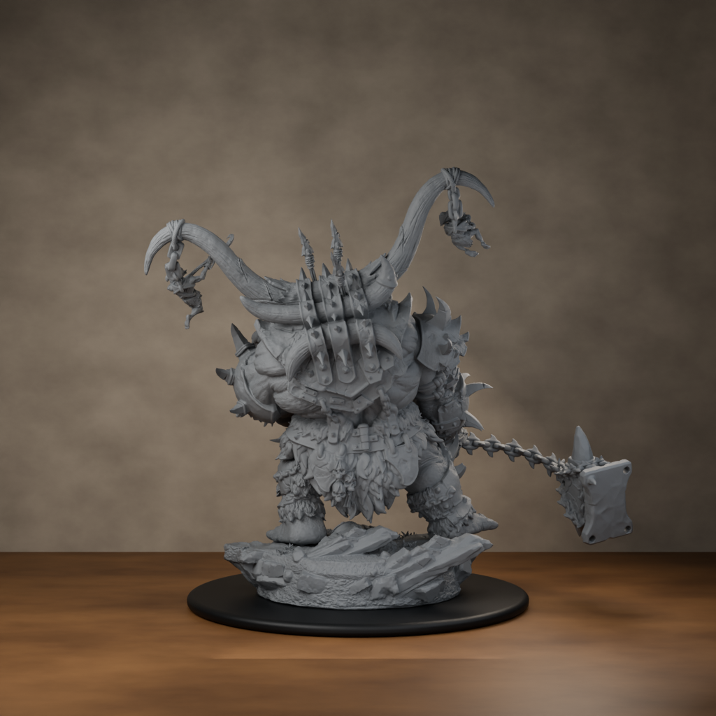 Ard One Stompa Pose 01 Nogore - unpainted resin miniature digital render - back left 3q
